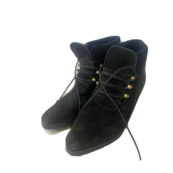 Oval Room womens black suede booties Lace Up Heels size 7B. 1G - Picture 3 of 7